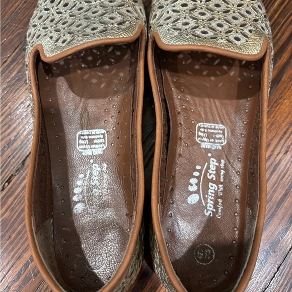 Spring Step Latiste Tulisa Gold Metallic Leather Loafer Flat Sz 39 Handmade - Picture 4 of 8
